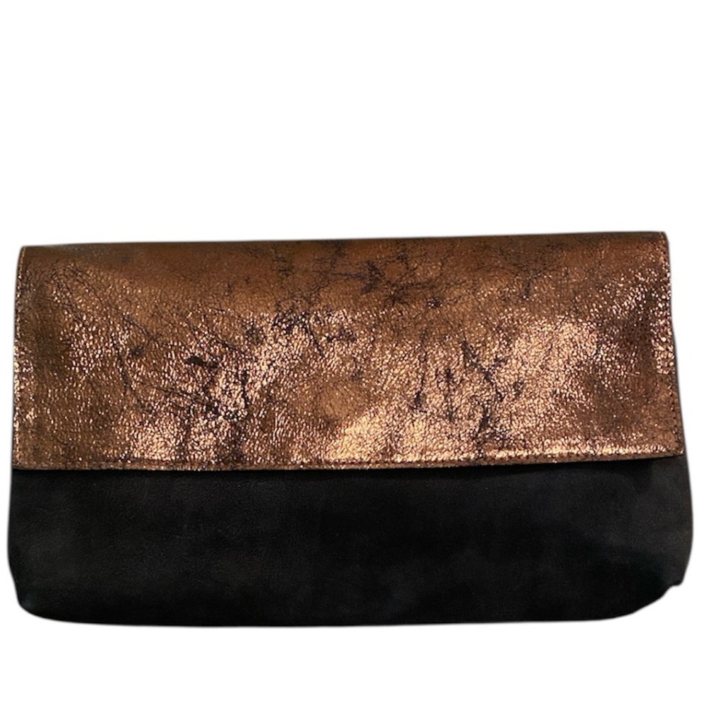 Anthropologie Black Leather Clutch Handbag